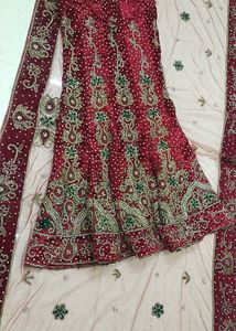 Bridal Fish Cut Full Zardozi Work Zari Kundan Wor