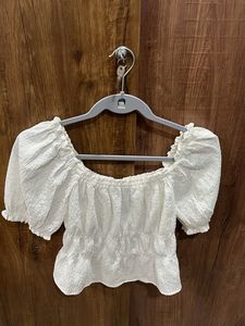White Puff Sleeve Top