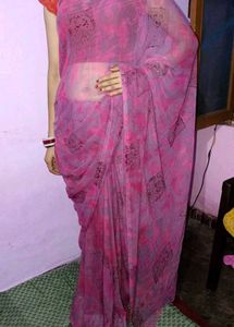 Pink Printed Saree