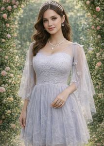 Elegant Lace & Tulle Party Dress free delivery