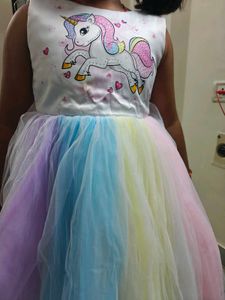 Kids Girl baby Unicorn Rainbow Party wear dress