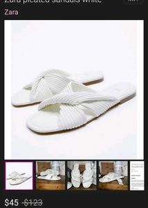 Zara Pleated Sandals White