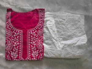 Pure Cotton Chicken Kari Kurta Set