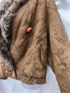 Vintage Imported Fur Collar Brown Jacket