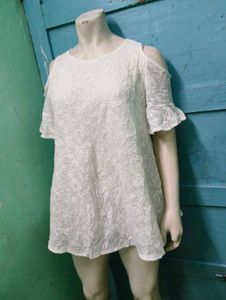 White Cold Shoulder Lace Dress