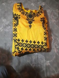 Yellow Floral Embroidered Dress