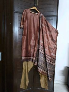 Women Multicolored Printed Cotton Silk Suit Set