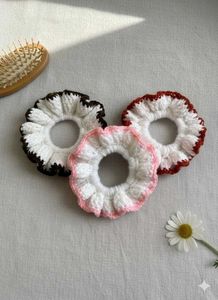 Crochet Scrunchie - Blue &amp; White