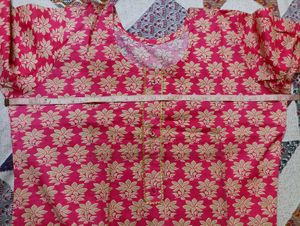Women Pink Straight Kurta Cotton