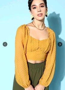 Mustard Sheer Crop Top