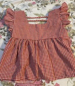 Red Gingham Ruffle Top