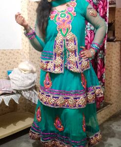 Teal Embellished Indian Dress