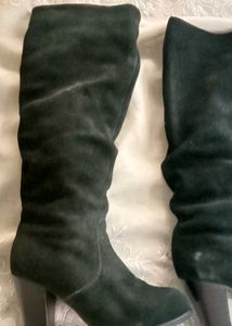 Real suede calf lenght boot