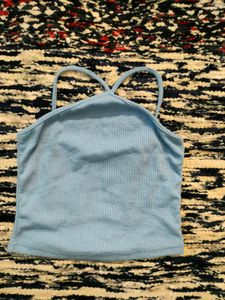 Blue Ribbed Tank Top