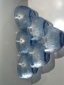Set of 6 Unique Blue Glass Bowls