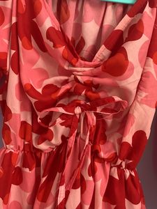 Red Korean Short Floral Dress
