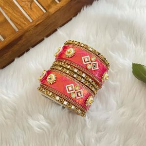 Elegant Pink Bangle Set ( size - 2.4,