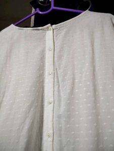 White Swiss Dot Peasant Top - WAX