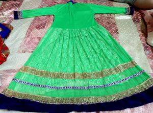 Elegant Green &amp; Royal Blue Traditional Lehenga