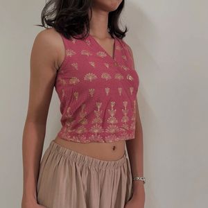Rose Gold Floral Crop Top