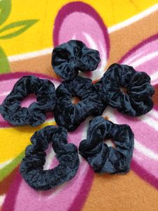 Velvet Small Hair Tie Scrunchies Pack Of 6