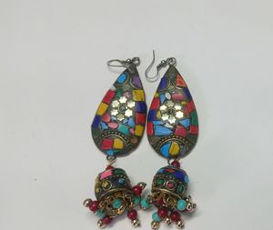 multiple colour  pearl with mirror beautiful earri
