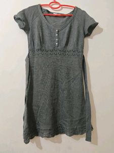 Light Woolen Casual Gray Dress