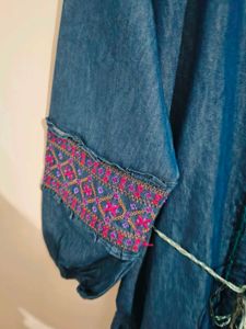 Denim Dress with Embroidery