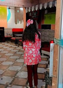 Red And White Combination Short Kurti ❤️🤍