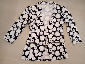 Navy Blue And White Floral Print Jacket