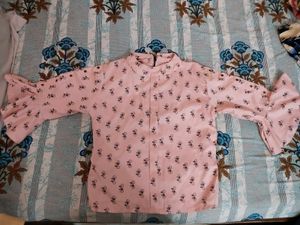 Pink And Peach Bicycle Print Top