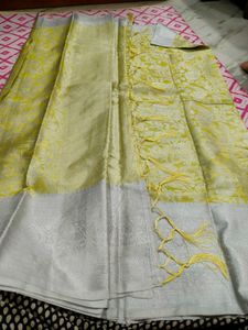 FLUOROSCENT COLOUR SILVER ZARI SAREE
