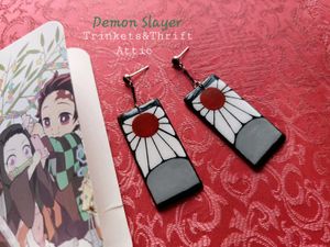 Handmade Demon Slayer Hanafuda Earrings