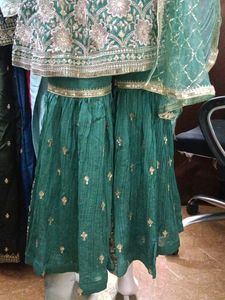 HEAVY WORKED A LINE KURTI WITH FLAERED SHARARA SET