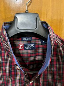 RELAXED FIT RED COTTON CHECK SHIRT M(42)
