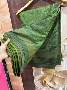 Beautiful Green Saree With Blouse