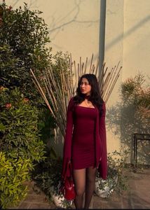Newme Burgundy Choker Mini Dress