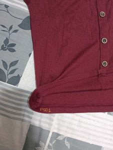 Maroon Button-Down Top
