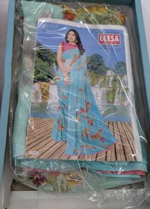 Elegant Blue Floral Saree