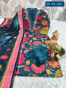 Kurti With Pant And Dupatta Set