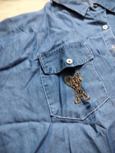 Denim Crop Top with Embellishments