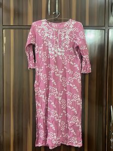 Pink Embroidered Kurta