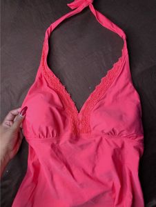 Pink Halter Neck Bikini Top