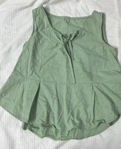 Flared Pista Green Sleeveless Top