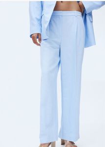 Powder Blue Linen Formal Pants From H&amp;M