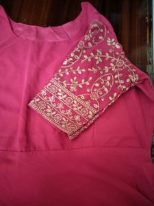 Pink Embroidered Indian Dress Combo
