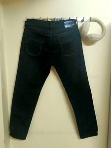A Black Cotton With Lycra Jeans
