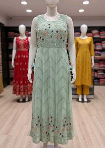 Elegant Mint Green Ethnic Gown