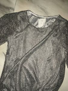 Silver Long Sleeve Top