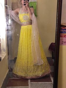 Beautiful Lime Yellow Lehenga Choli Set
